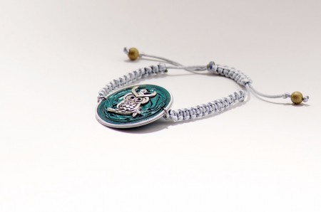 Uhu baglyos türkiz zöld csomózott karkötő - Ár: 1.690 Ft